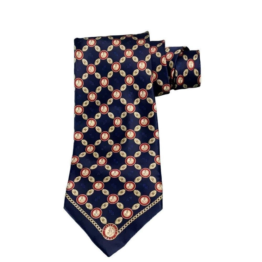 Gianfranco Ferre Men’s Silk Tie Navy Gold Anchors Made in Italy 56.5” x4”